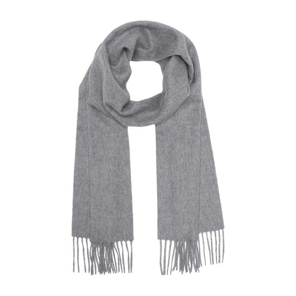 New PHENIX Solid Cashmere Fringe Trim Scarf in Gray, One Size - Picture 1 of 7